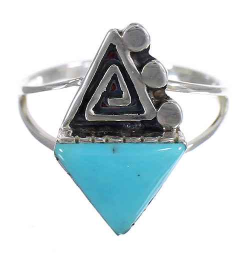Genuine Sterling Silver Southwestern Water Wave Turquoise Ring Size 5-1/2 QX71860